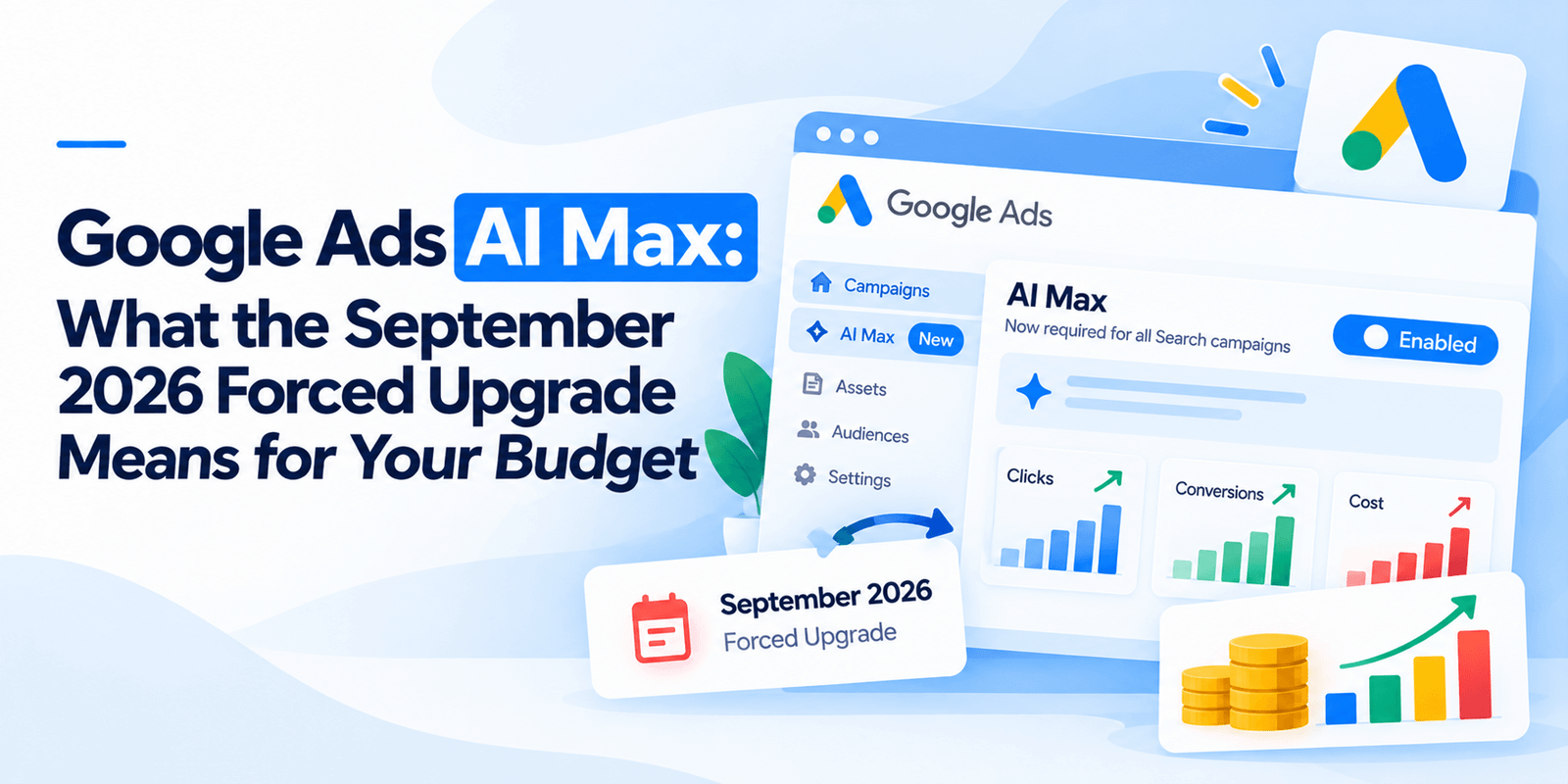Google Ads AI Max cost per conversion compared with traditional match types