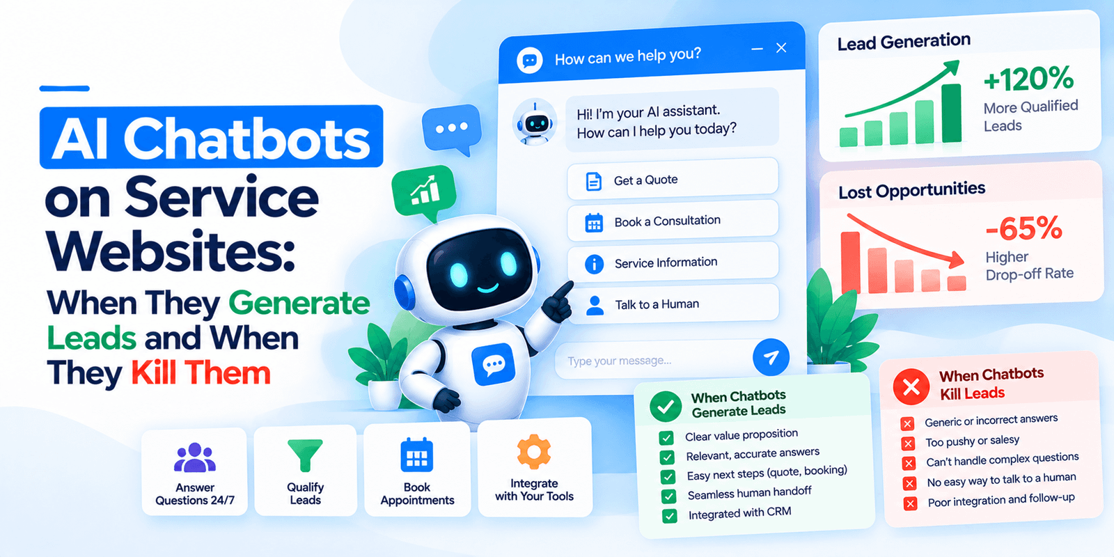 Chat widget covering the phone number on a mobile service website, the most common chatbot lead-generation failure